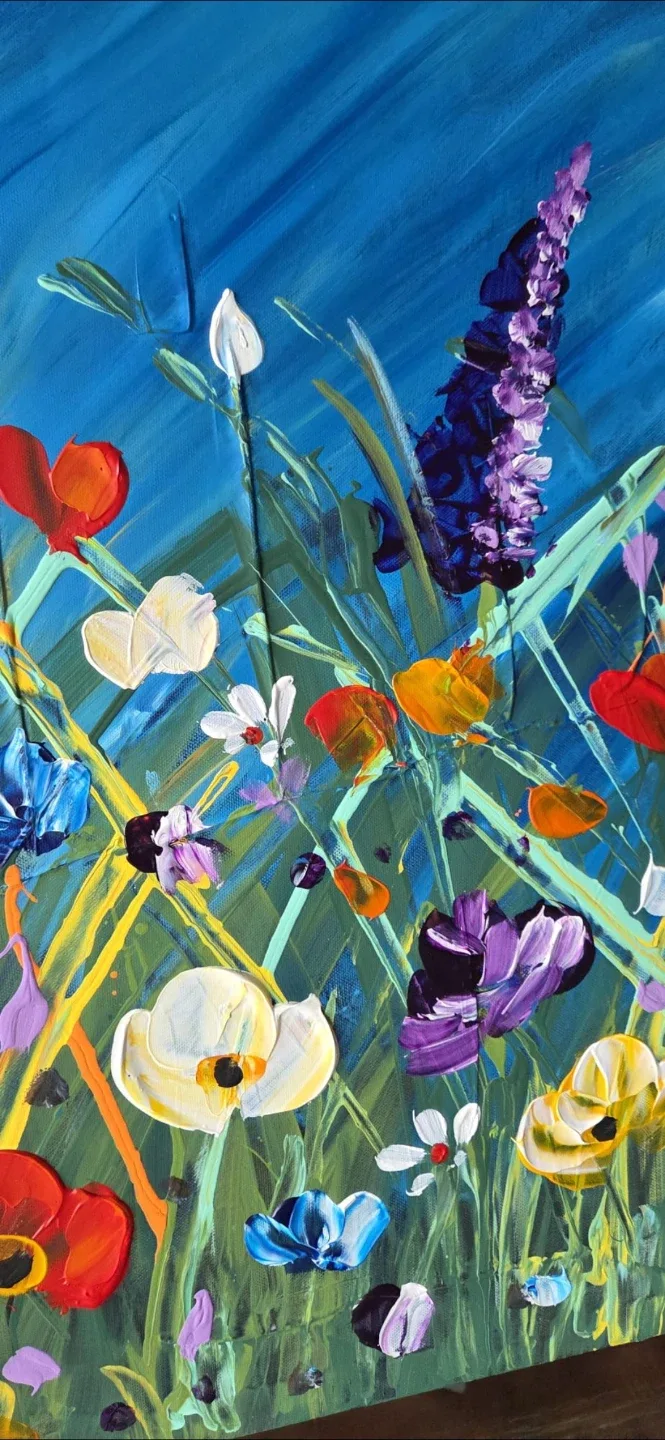 Huge original hand-painted painting by local artist Wild flowers image indicator(7)