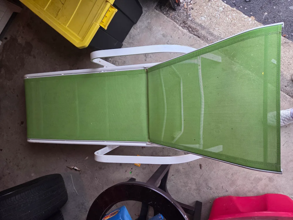 Neon Green & White Folding Beach Chair thumbnail