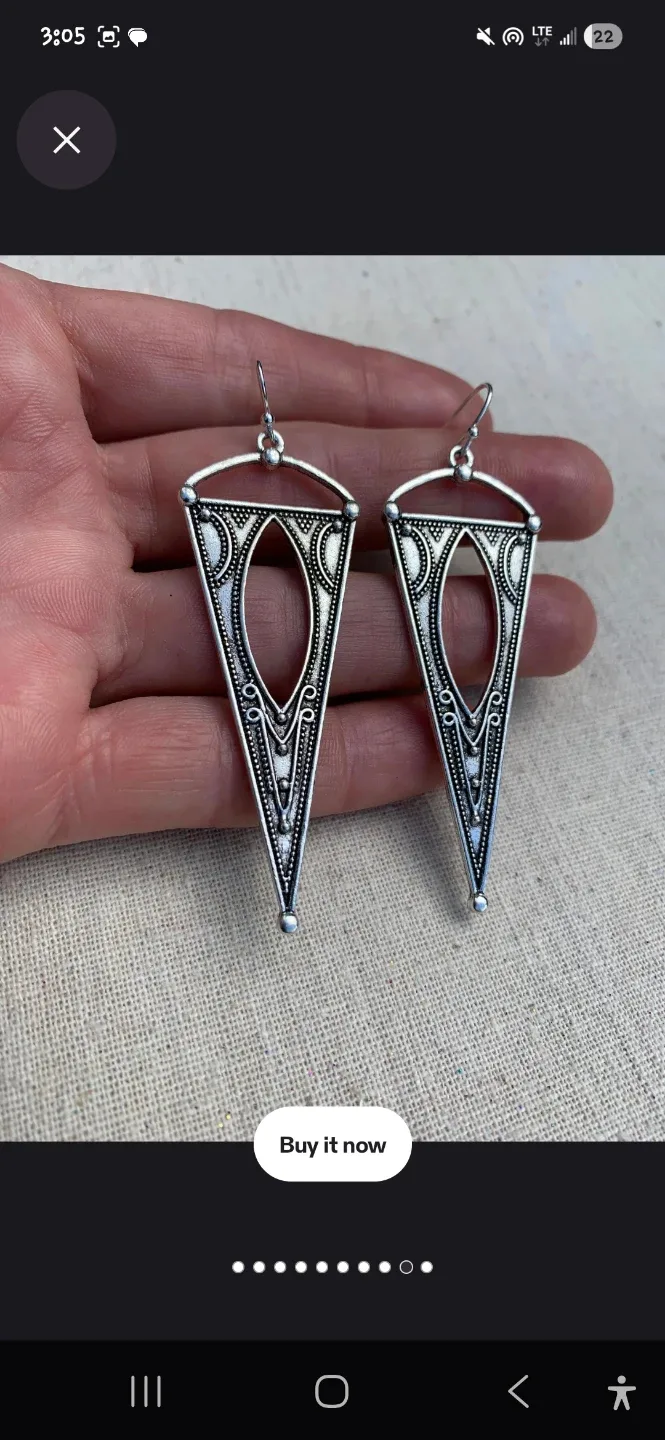 Large Boho Silver Dangle Earrings image indicator(2)