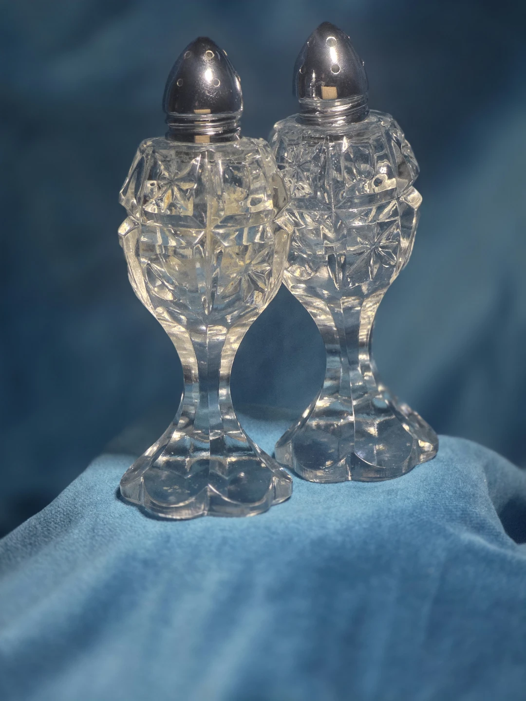 Crystal Salt & Pepper Shakers - Like New