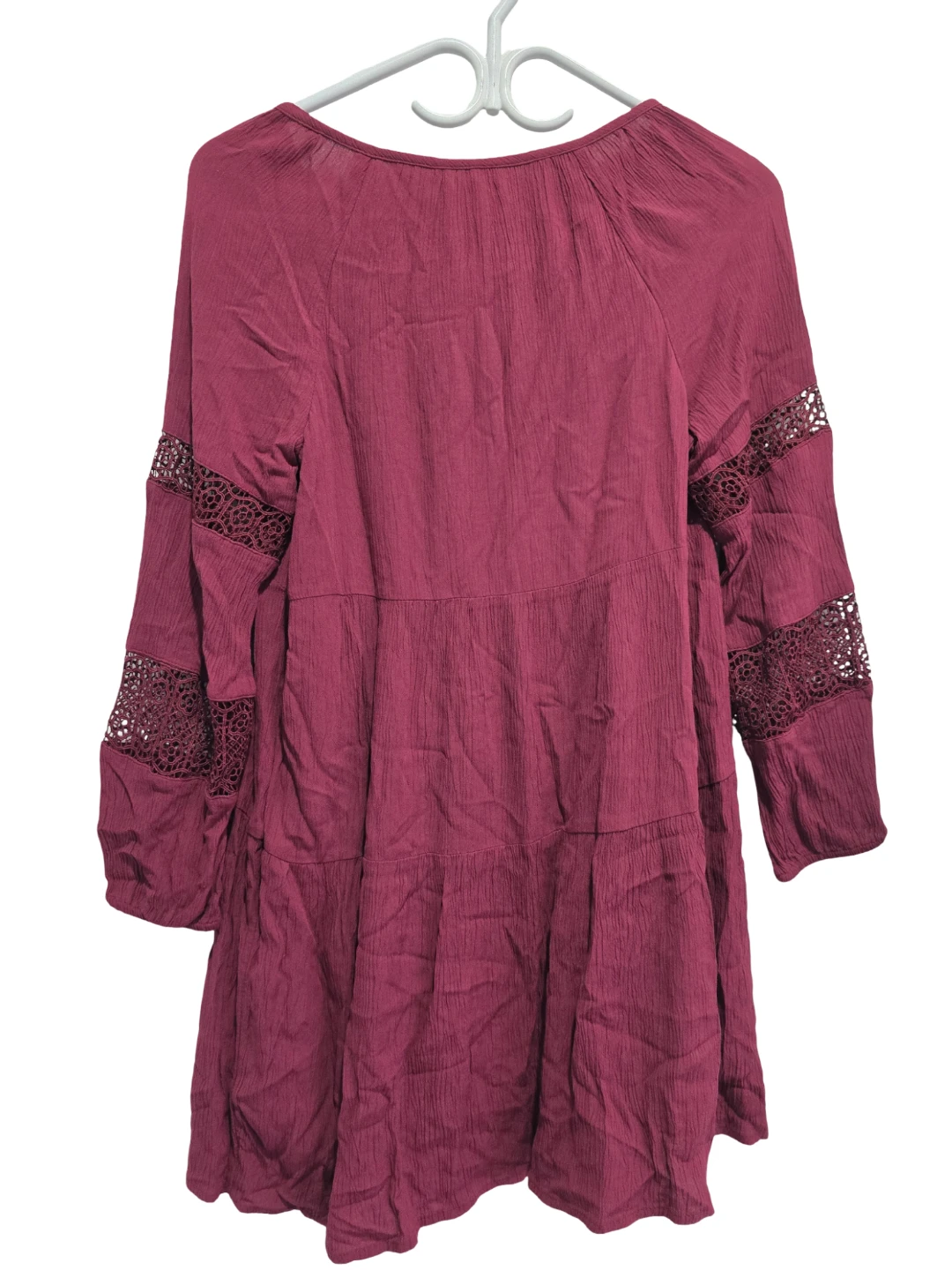 Old Navy Burgundy Dress with Lace Sleeves - photo 3