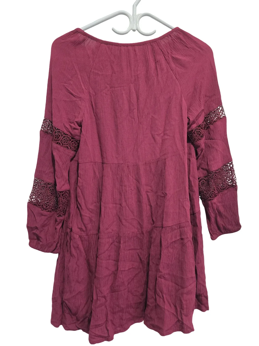 Old Navy Burgundy Dress with Lace Sleeves image indicator(3)