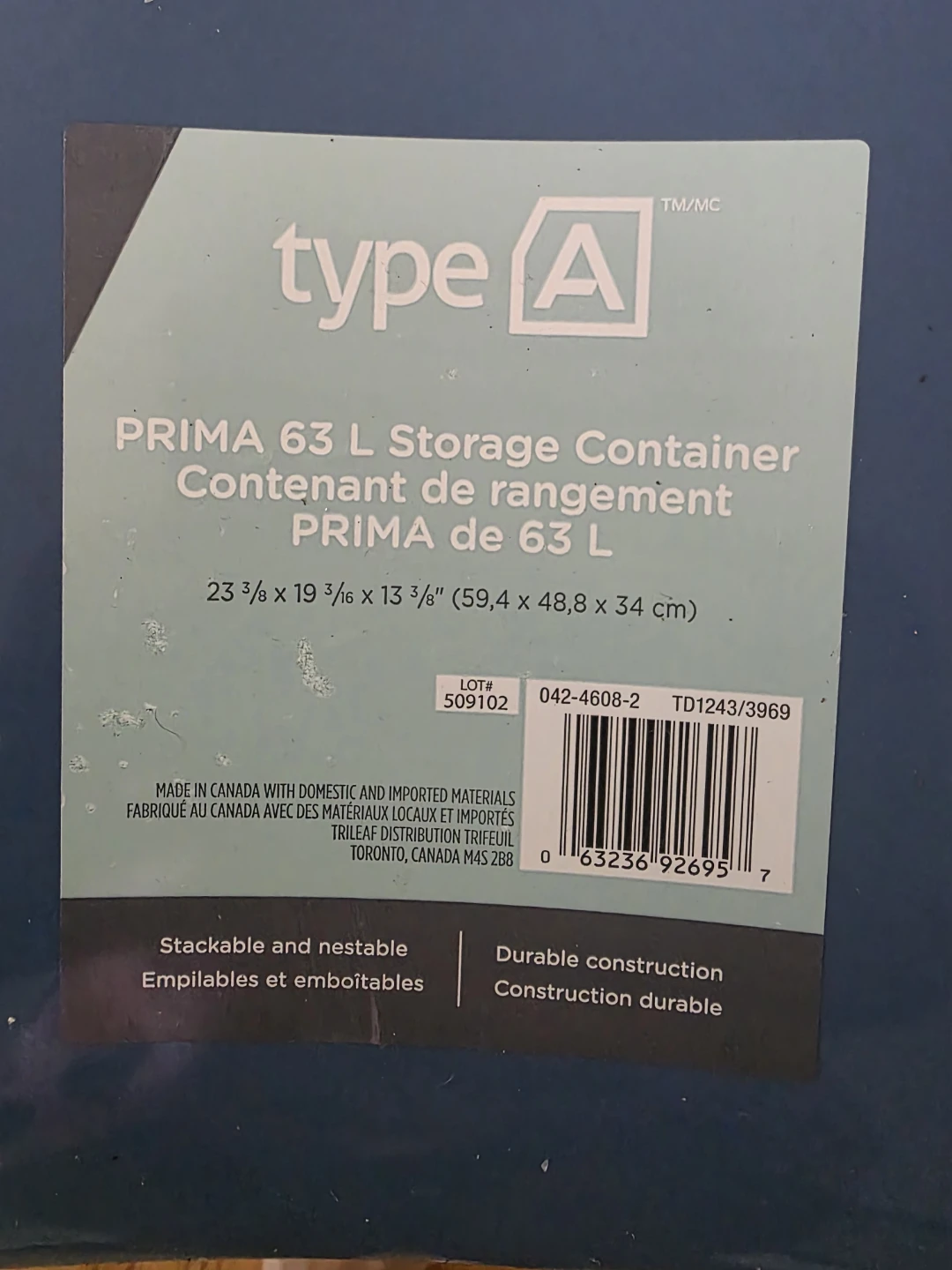 Type A PRIMA 63 L Storage Container - photo 2
