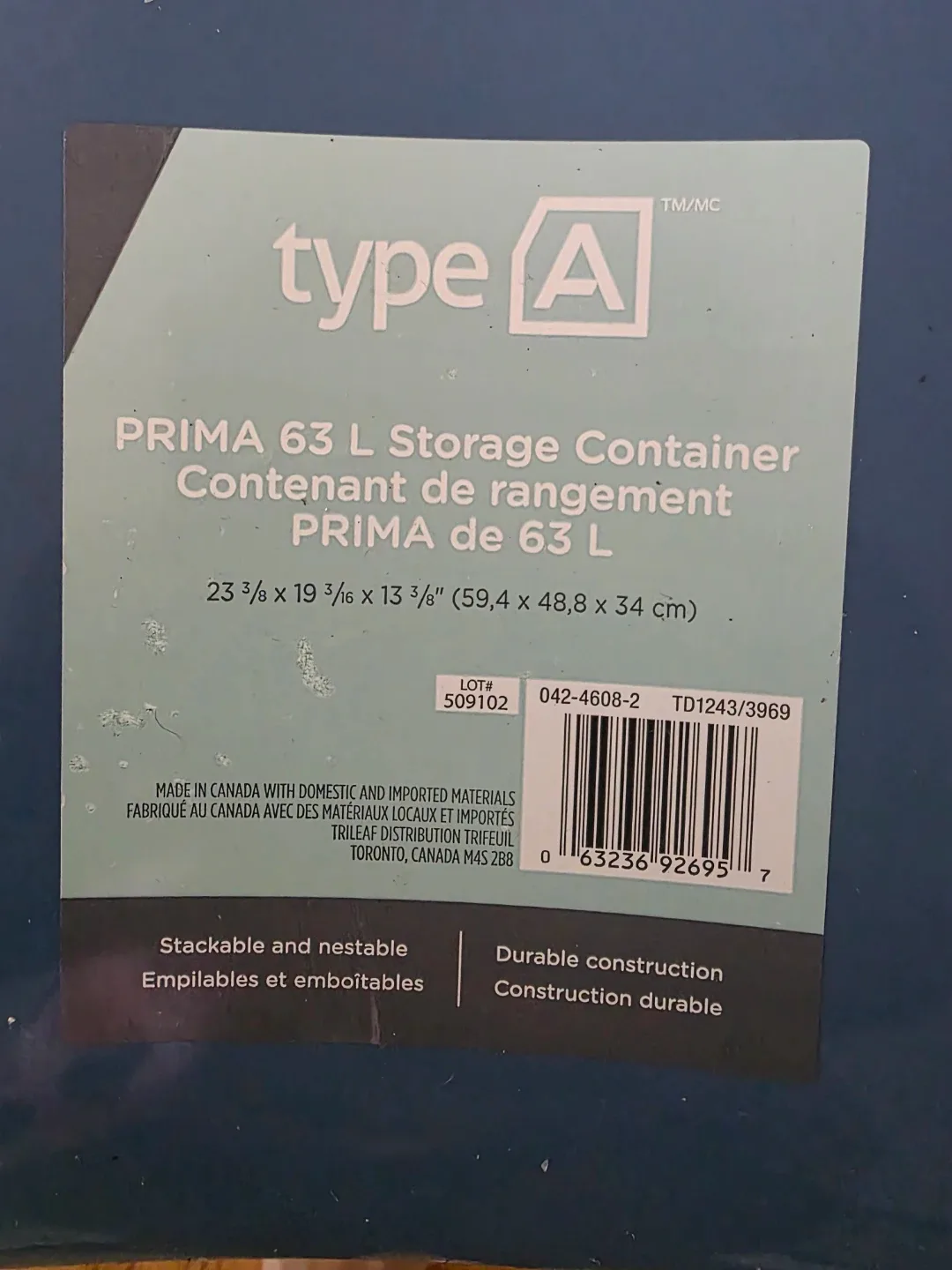 Type A PRIMA 63 L Storage Container image indicator(2)
