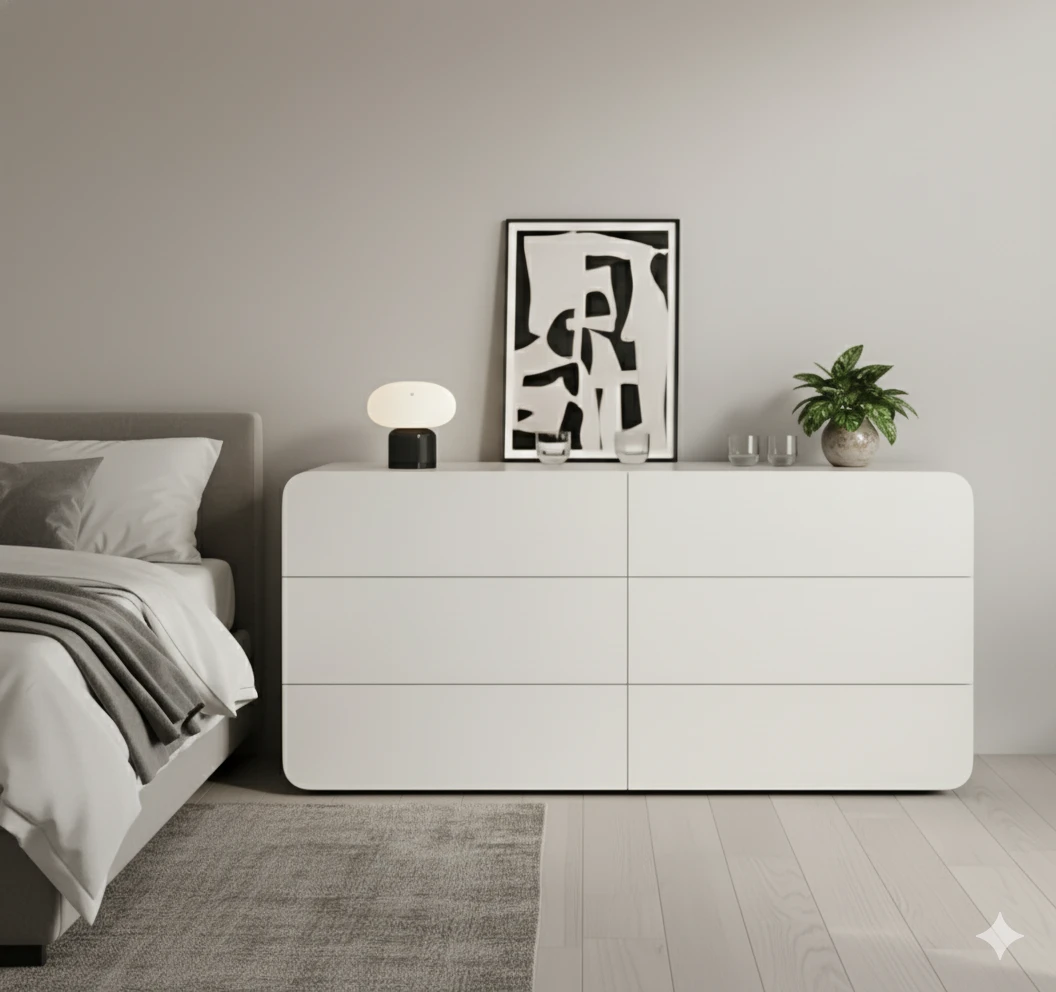 White 6-Drawer Dresser (47.24" x 15.74")
