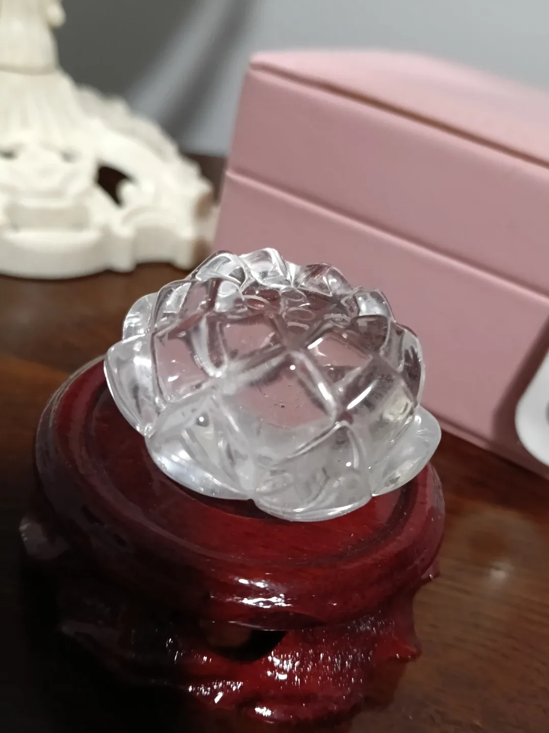 Crystal Lotus Flower on Wood Stand image indicator(2)