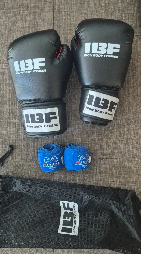 IBF Iron Body Fitness Boxing Gloves + Hand Wraps