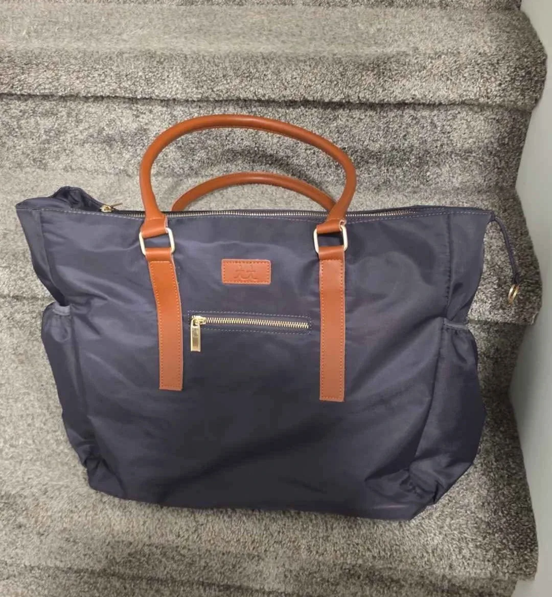 The Teacher Tote - Navy/Brown thumbnail