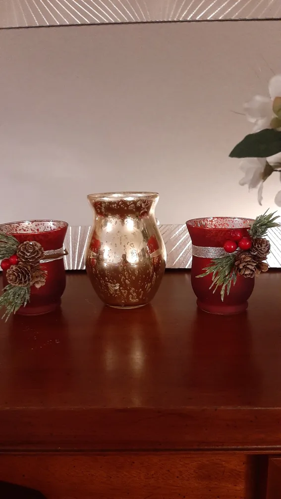 Candle Holders - Set of 2 And  Vase