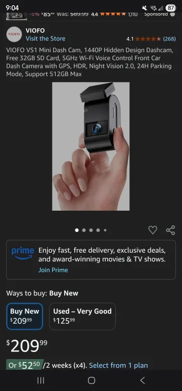 VIOFO VS1 Tiny 2K Dashcam - New in Box! image indicator(8)