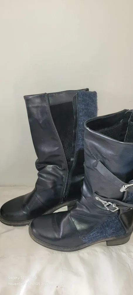 Black Knee-High Boots with Buckle Detail image indicator(2)