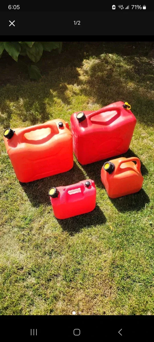 Red Plastic Gas Cans , tanks, containers