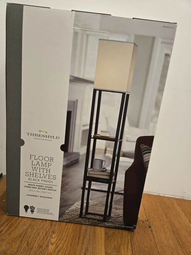 Threshold Floor Lamp with Shelves - Black Finish