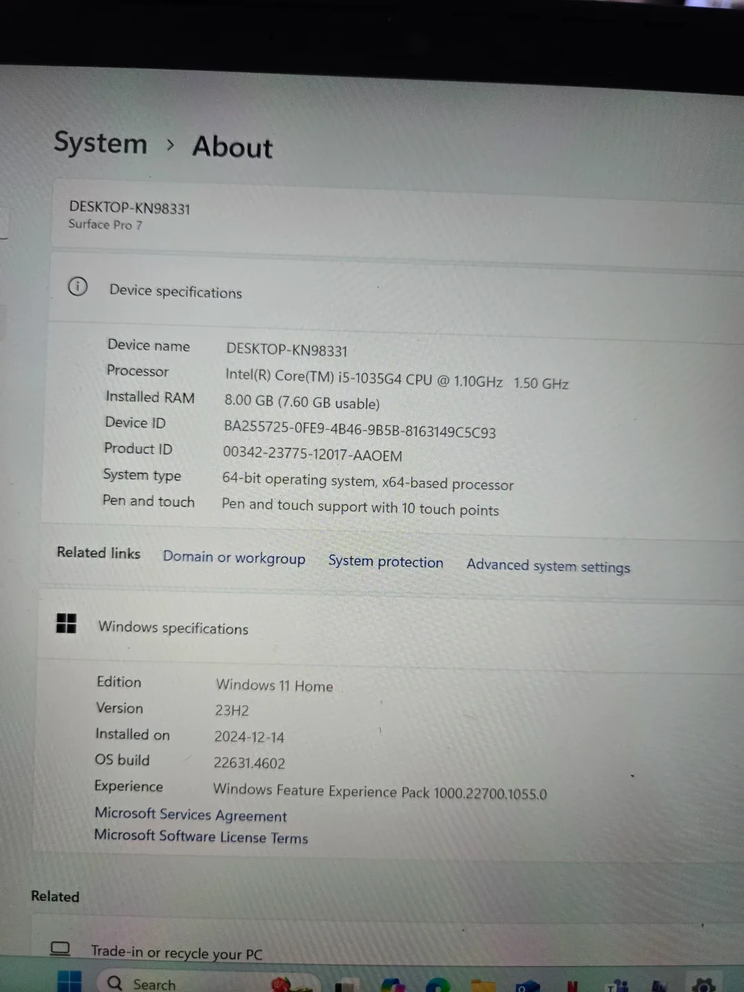 Microsoft Surface Pro 7, Intel Core i5, 8GB RAM image indicator(2)