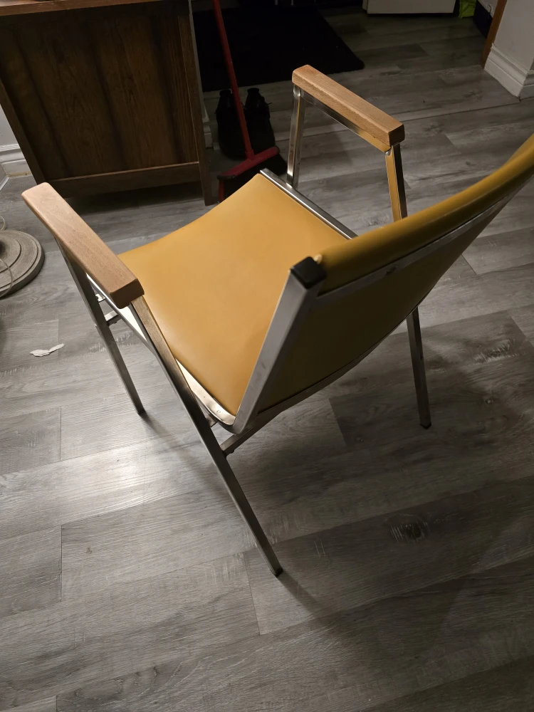 Vintage Yellow Vinyl & Chrome Armchair - photo 2