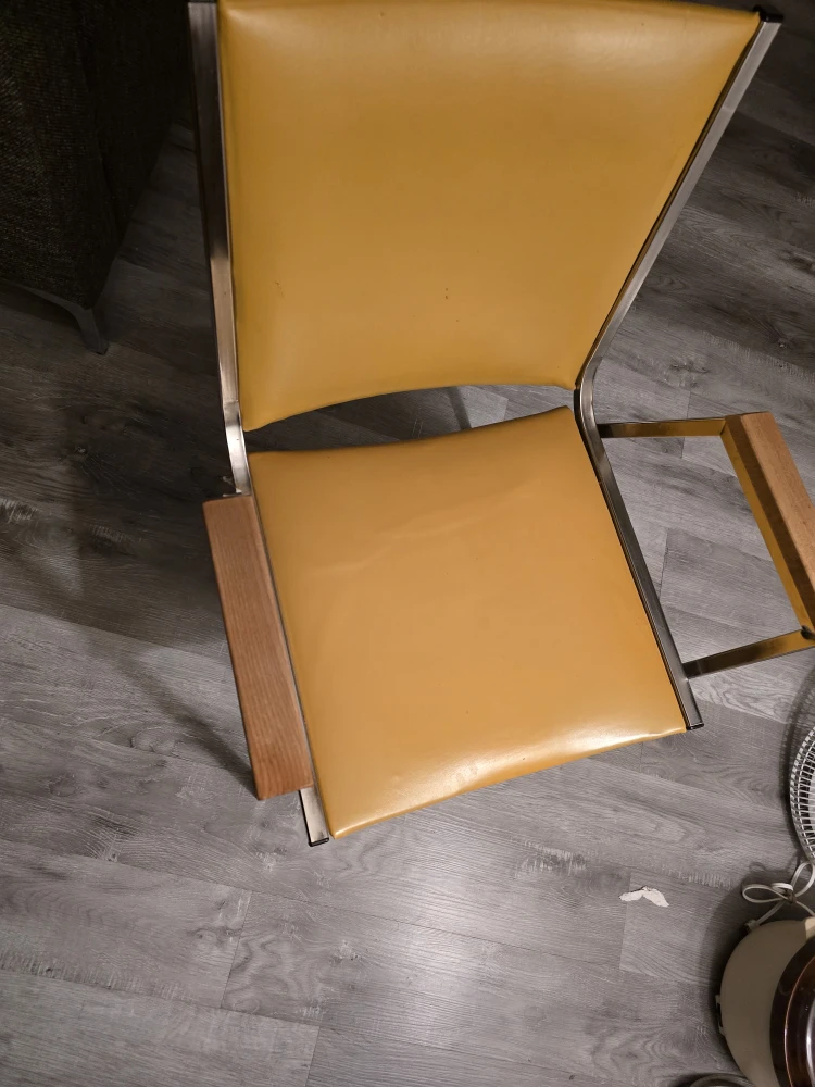 Vintage Yellow Vinyl & Chrome Armchair - photo 3