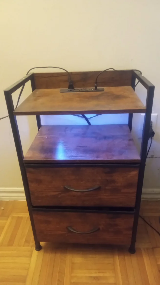 End Table with LED Light & Charging Station