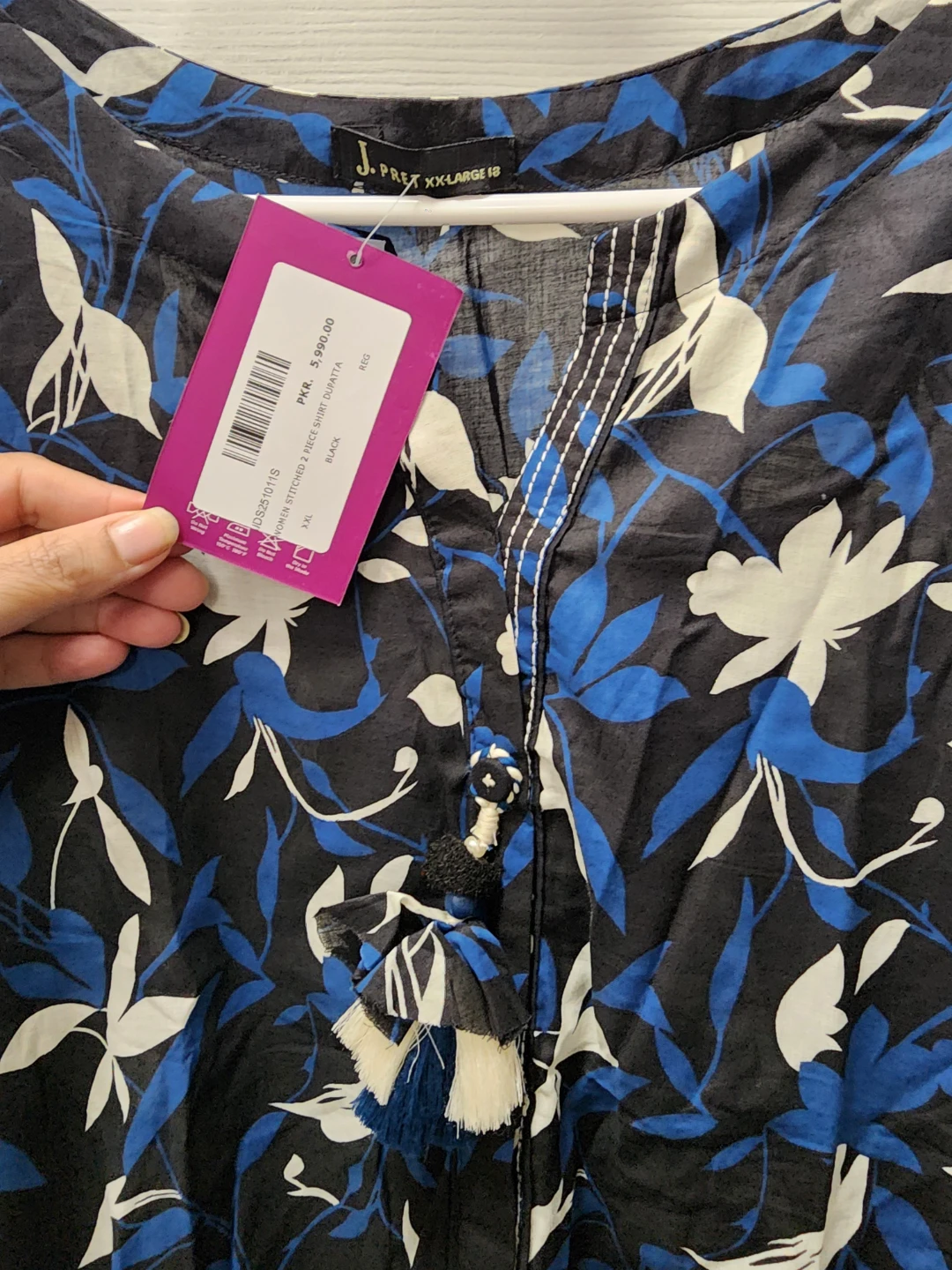 New J.PRET Black Floral Tunic Top and dupatta - XXL - photo 3