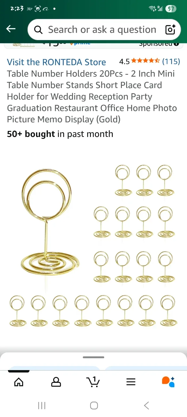 Table Number Holders - Gold (20pcs) thumbnail