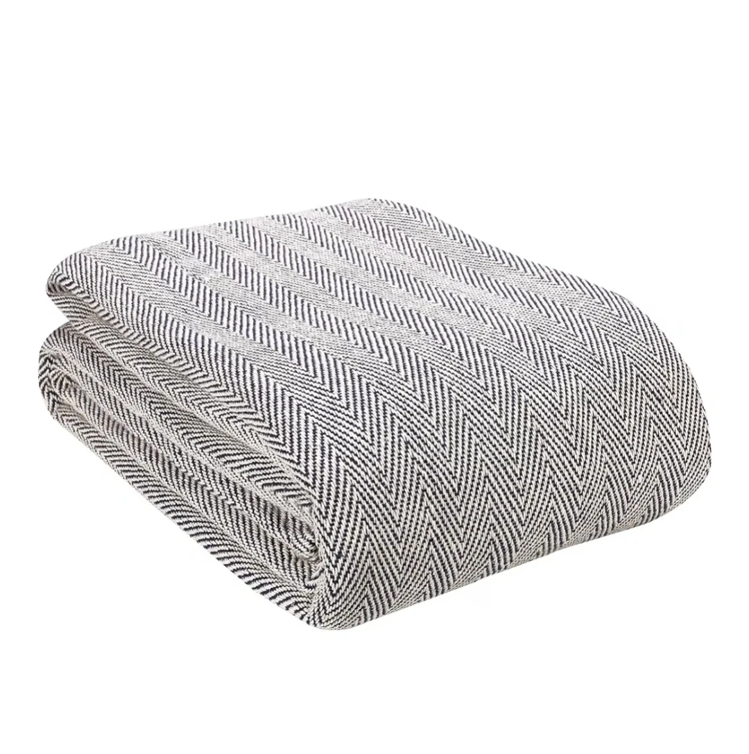 Glamburg Herringbone Weave Cotton Thermal Blanket Twin