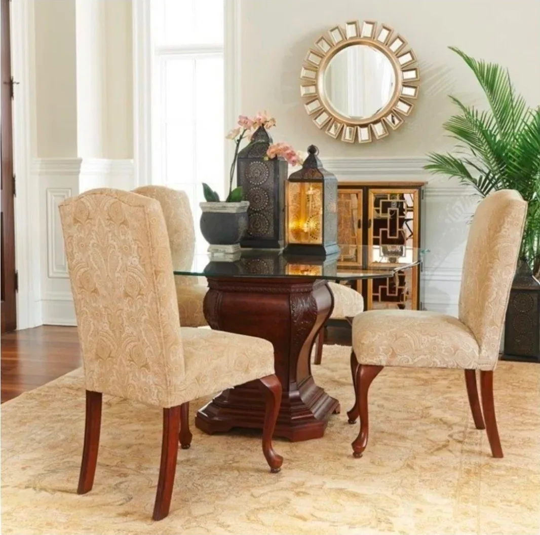 Glass Top Dining Table with Wood Base image indicator(6)