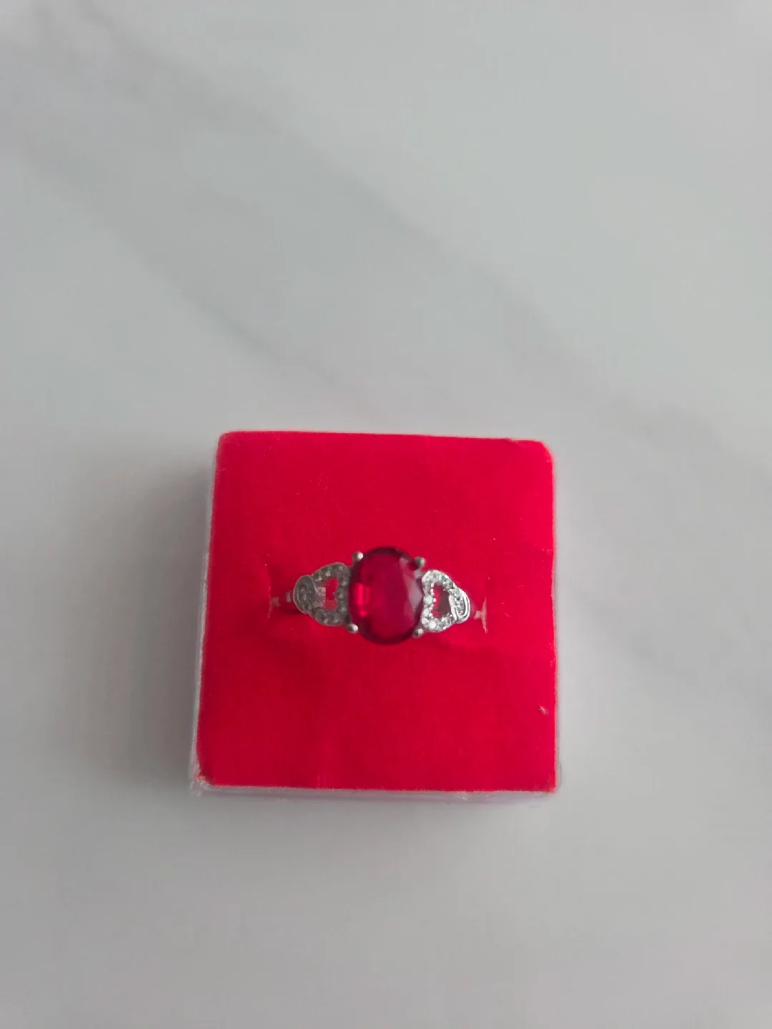 Silver Ring with Red/Green Stone thumbnail