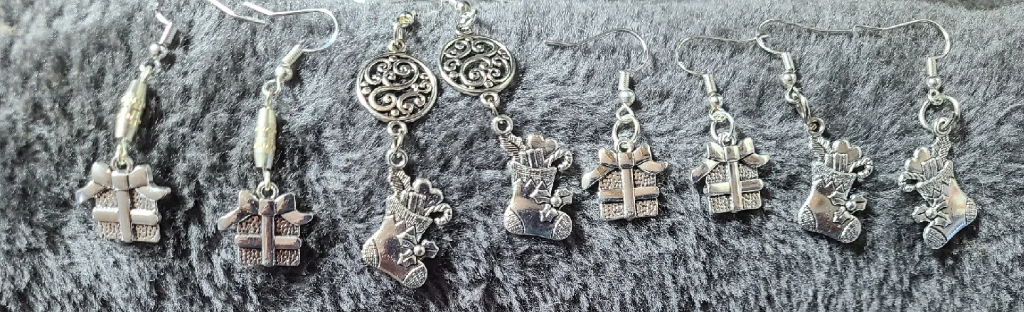 Silver Christmas earrings