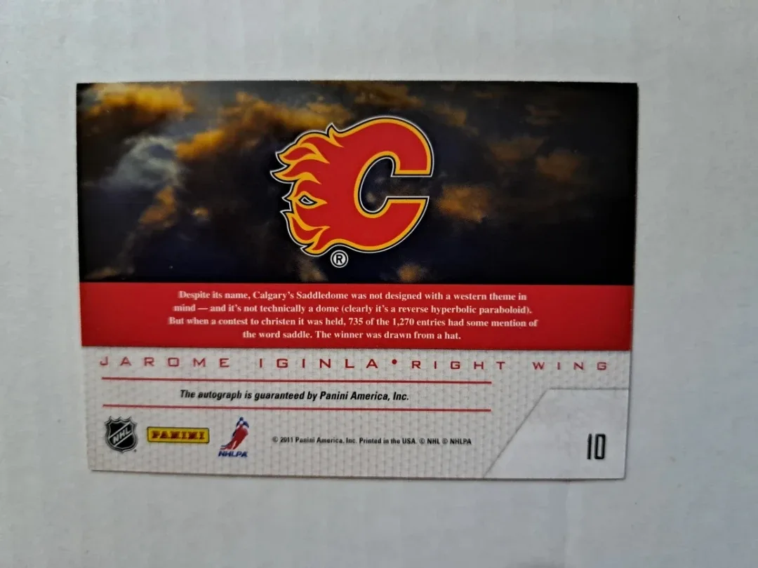 2011 Panini, game night Jarome Iginla, autograph image indicator(5)