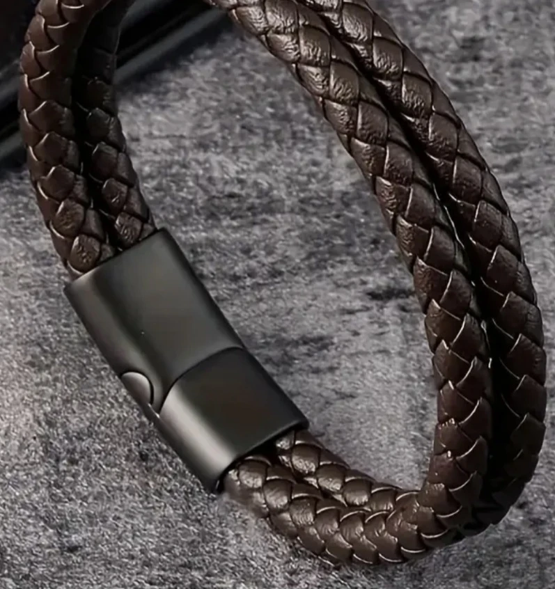 Brown Braided Leather Bracelet - photo 4
