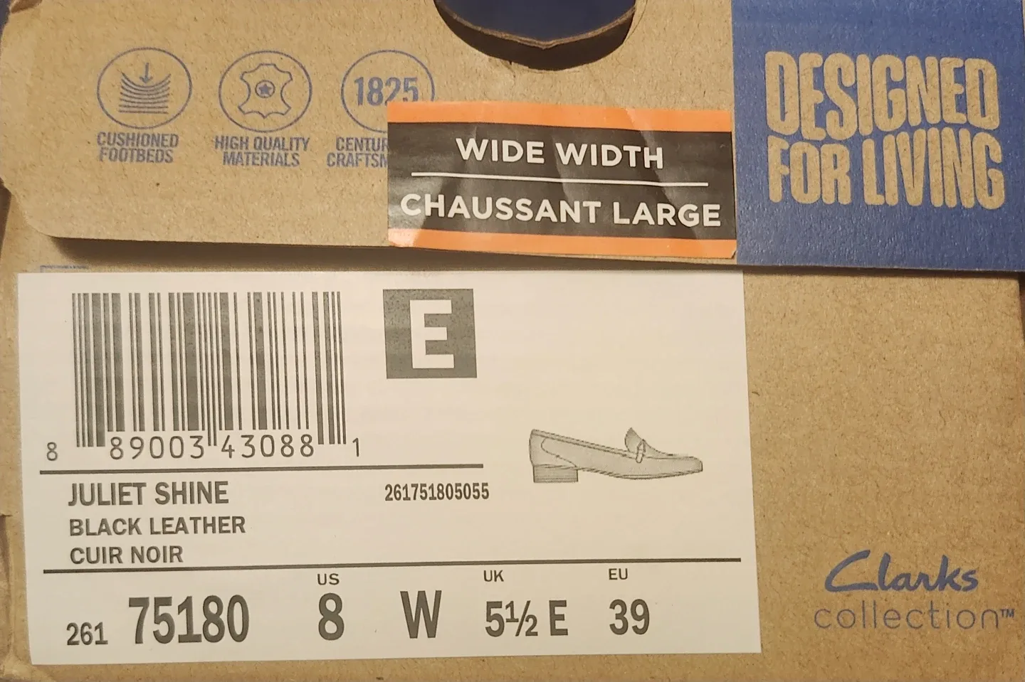 Clarks Juliet Shine Black Leather Loafers - Size 8 Wide🥕🥕 image indicator(2)