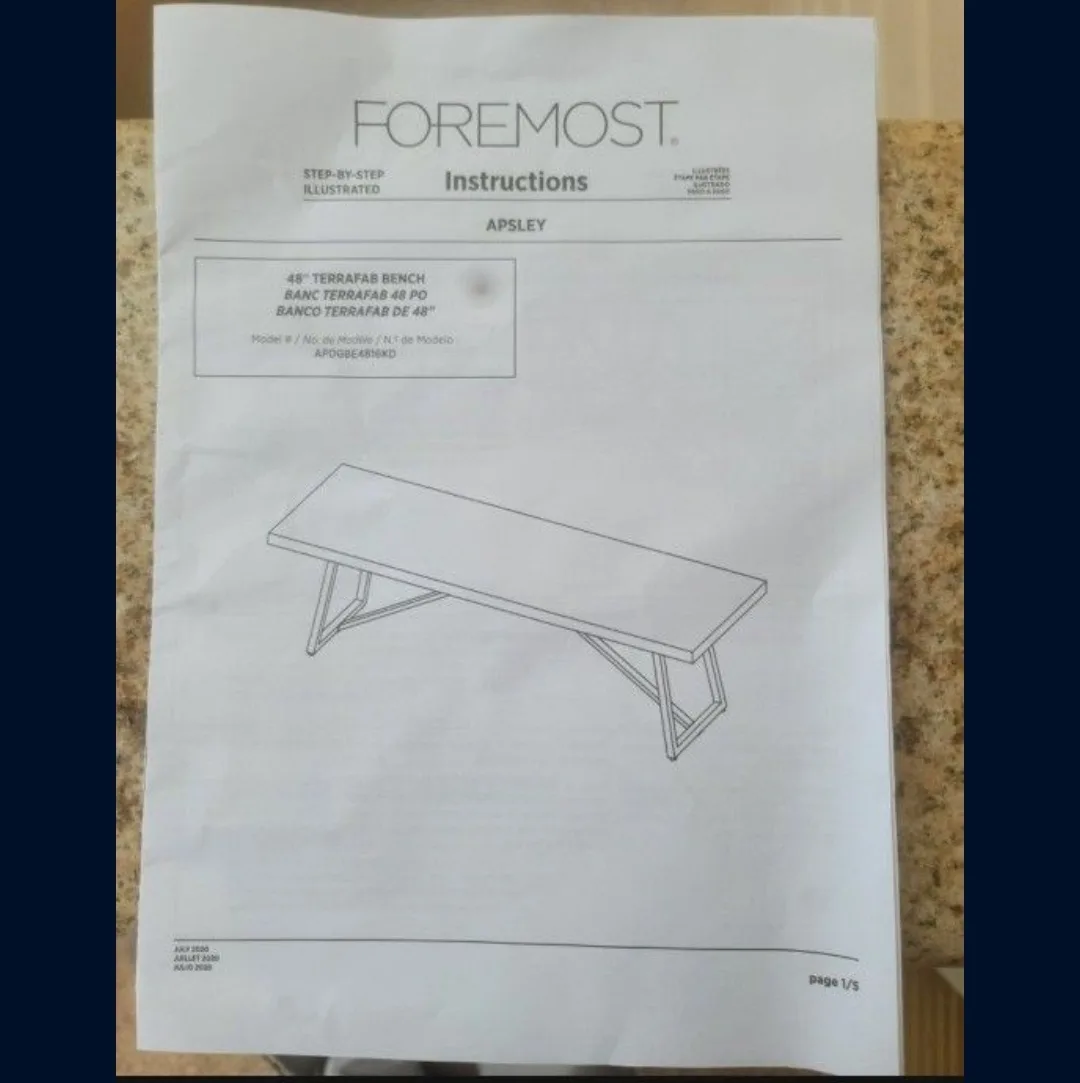 Foremost Apsley 48" TerraFab Bench