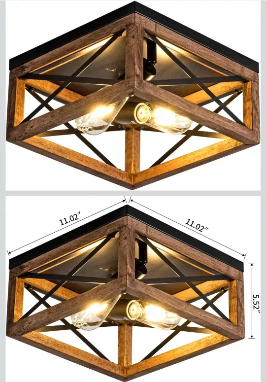 Wood Farmhouse Ceiling Light Fixture