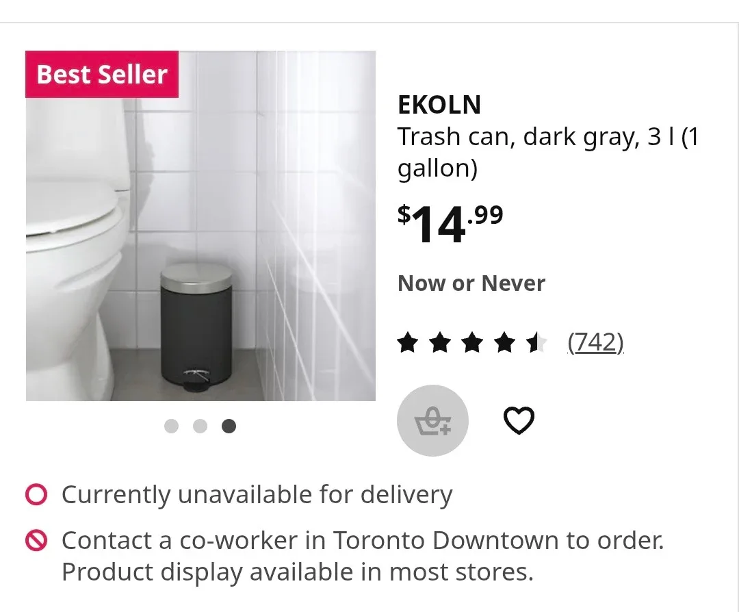 IKEA Ekoln Dark Gray Trash Can - 3L