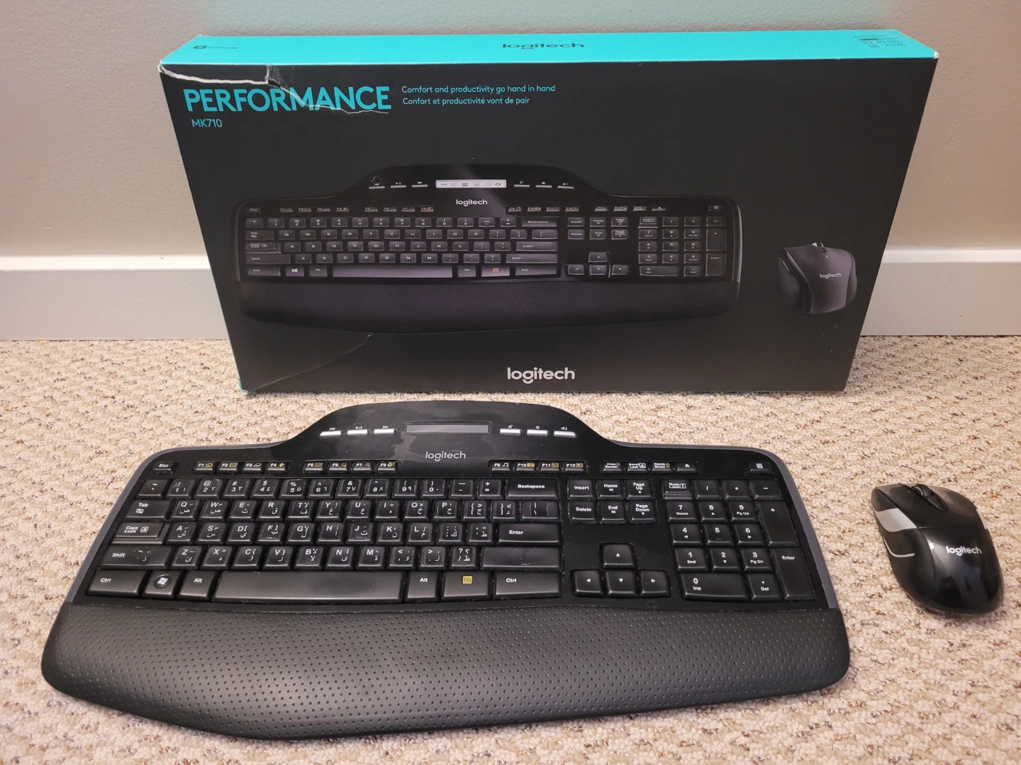 Wireless Logitech keyboard (Arabic and English) + mouse