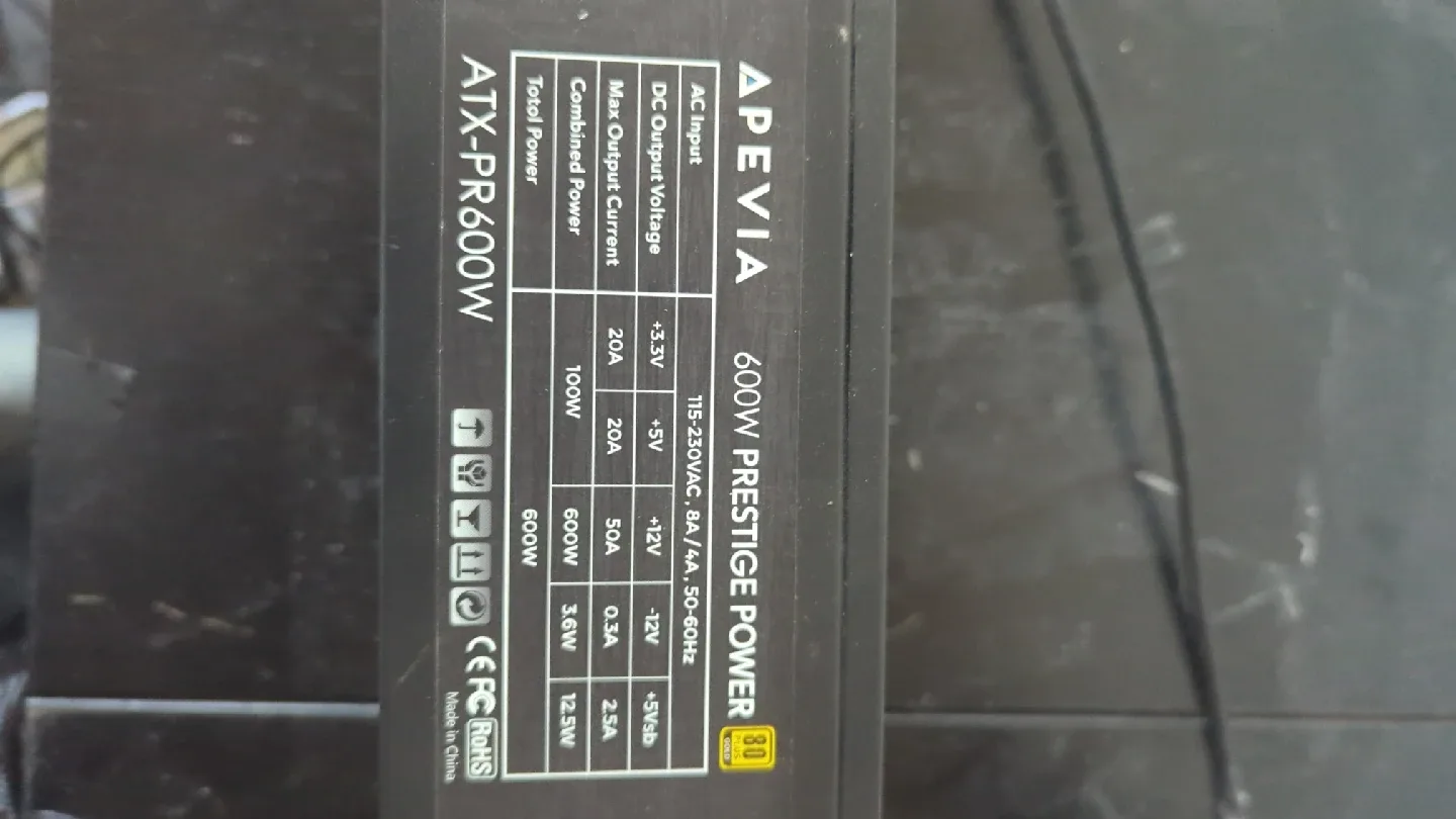 Apevia Prestige 80+ Gold Rated 600W PC Power Supply