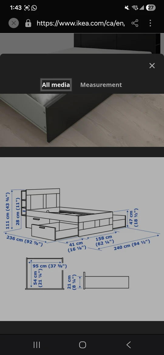 IKEA Brimnes Bed Frame with Storage - Queen Size - photo 4
