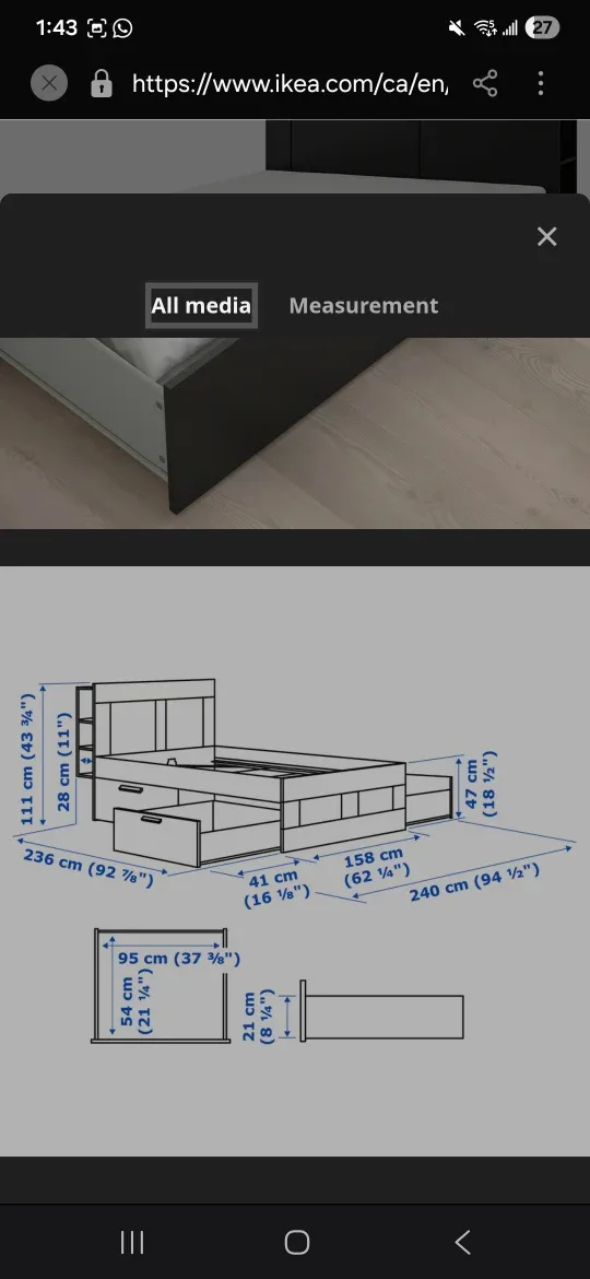 IKEA Brimnes Bed Frame with Storage - Queen Size image indicator(4)