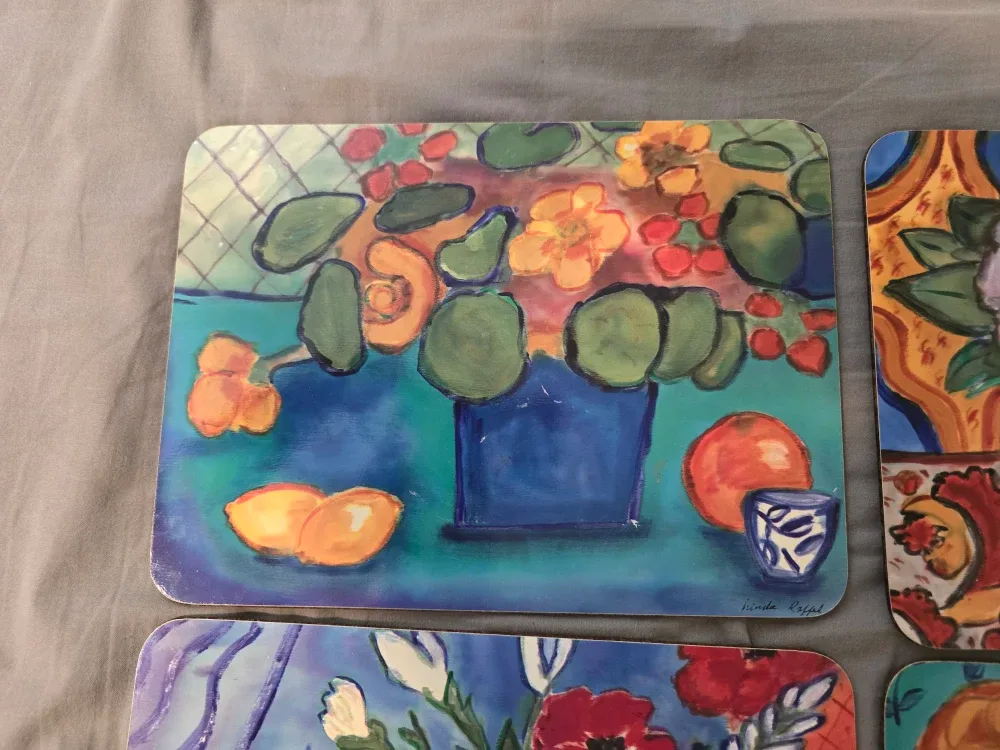Vintage set of 4 gorgeous  Placemats by Linda Raffel image indicator(2)
