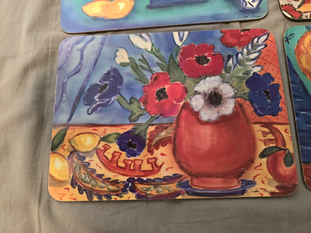 Vintage set of 4 gorgeous  Placemats by Linda Raffel - photo 3