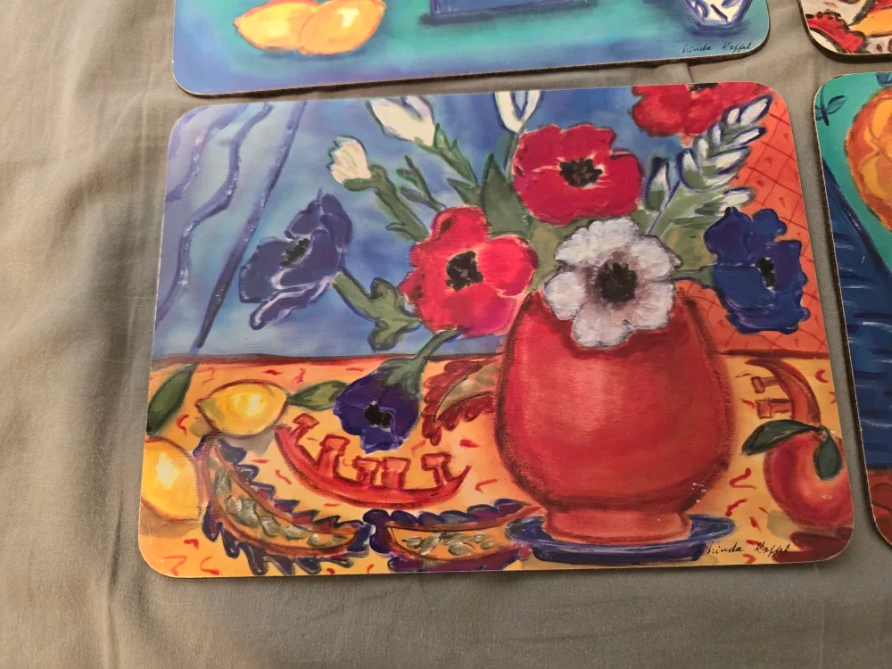 Vintage set of 4 gorgeous  Placemats by Linda Raffel image indicator(3)
