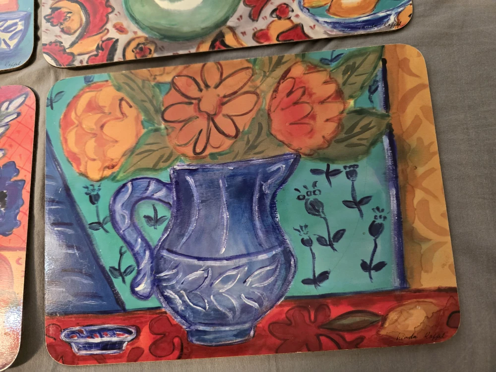 Vintage set of 4 gorgeous  Placemats by Linda Raffel - photo 4