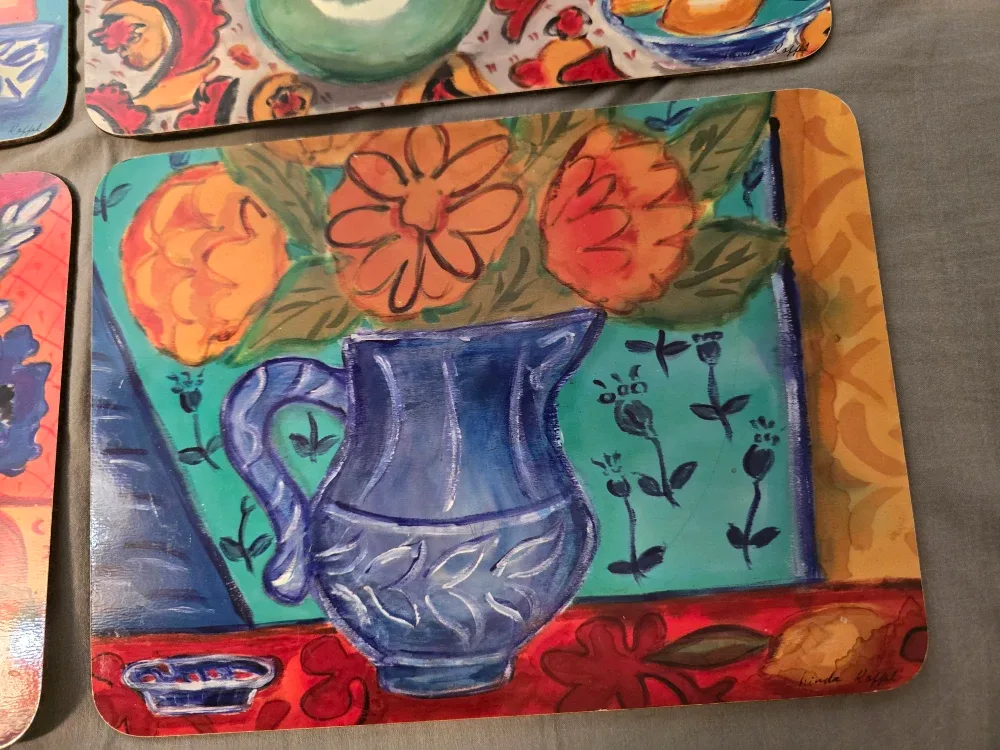 Vintage set of 4 gorgeous  Placemats by Linda Raffel image indicator(4)