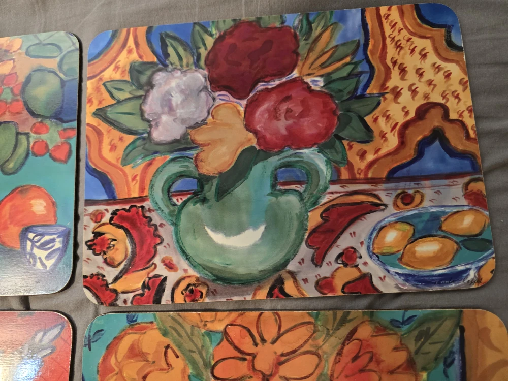 Vintage set of 4 gorgeous  Placemats by Linda Raffel - photo 5