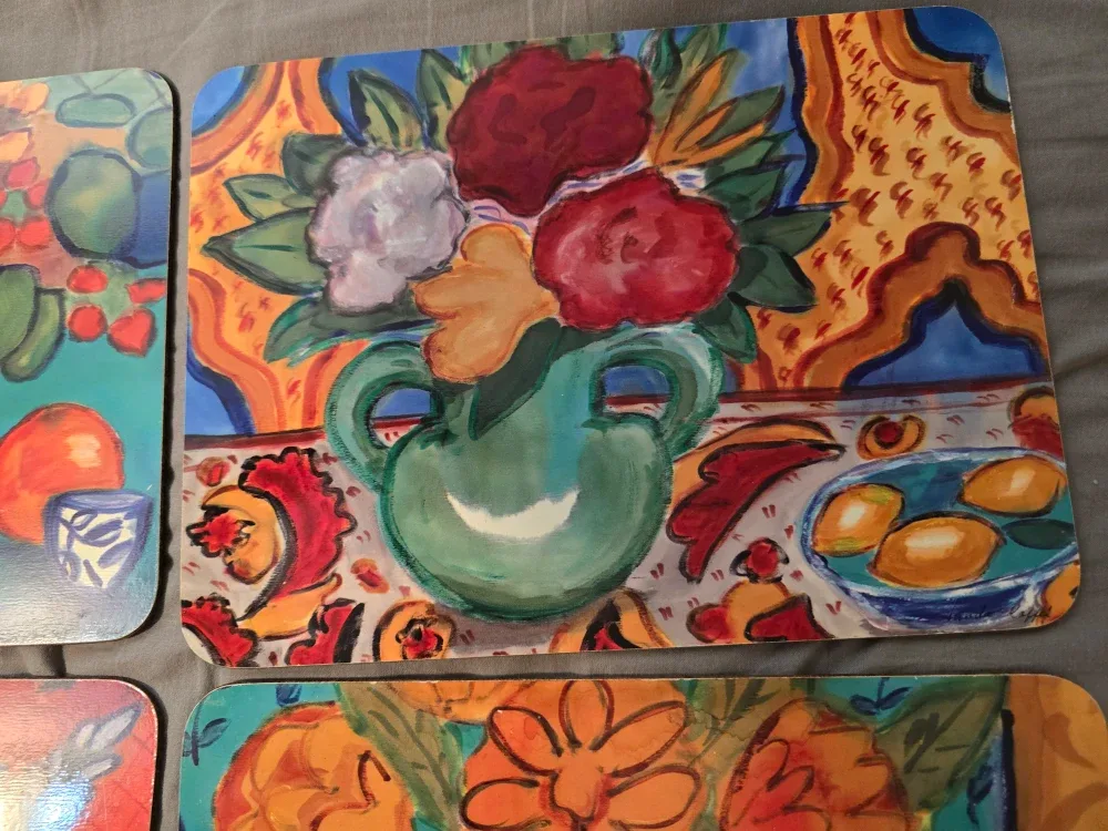 Vintage set of 4 gorgeous  Placemats by Linda Raffel image indicator(5)