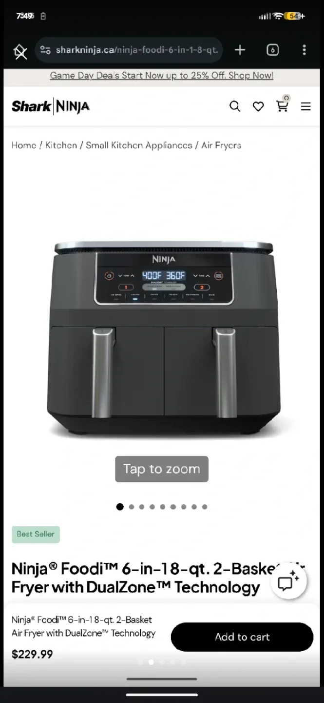Ninja Foodi 6-in-1 18-qt. 2-Basket Air Fryer image indicator(4)