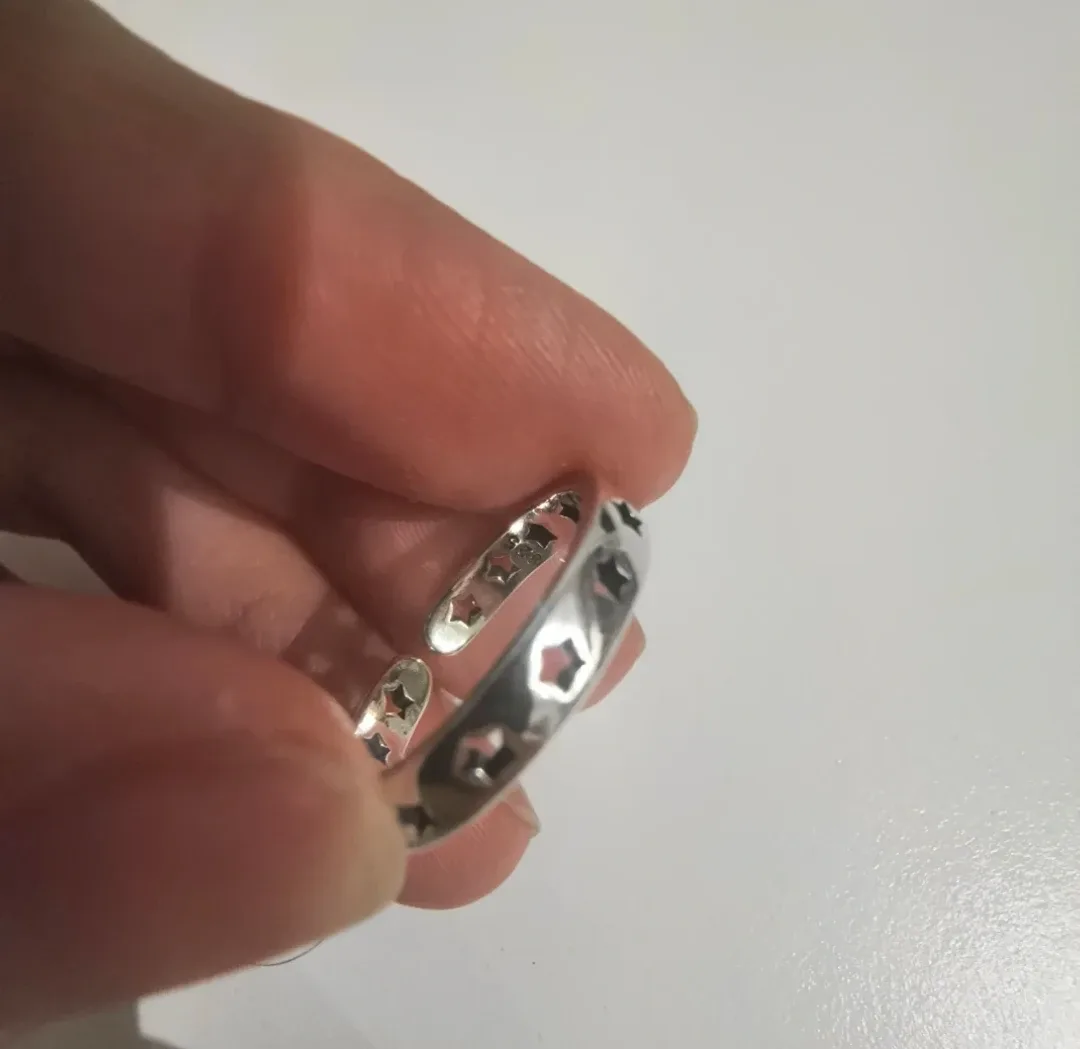 925 Sterling Silver Star Design Ring (Unisex) thumbnail