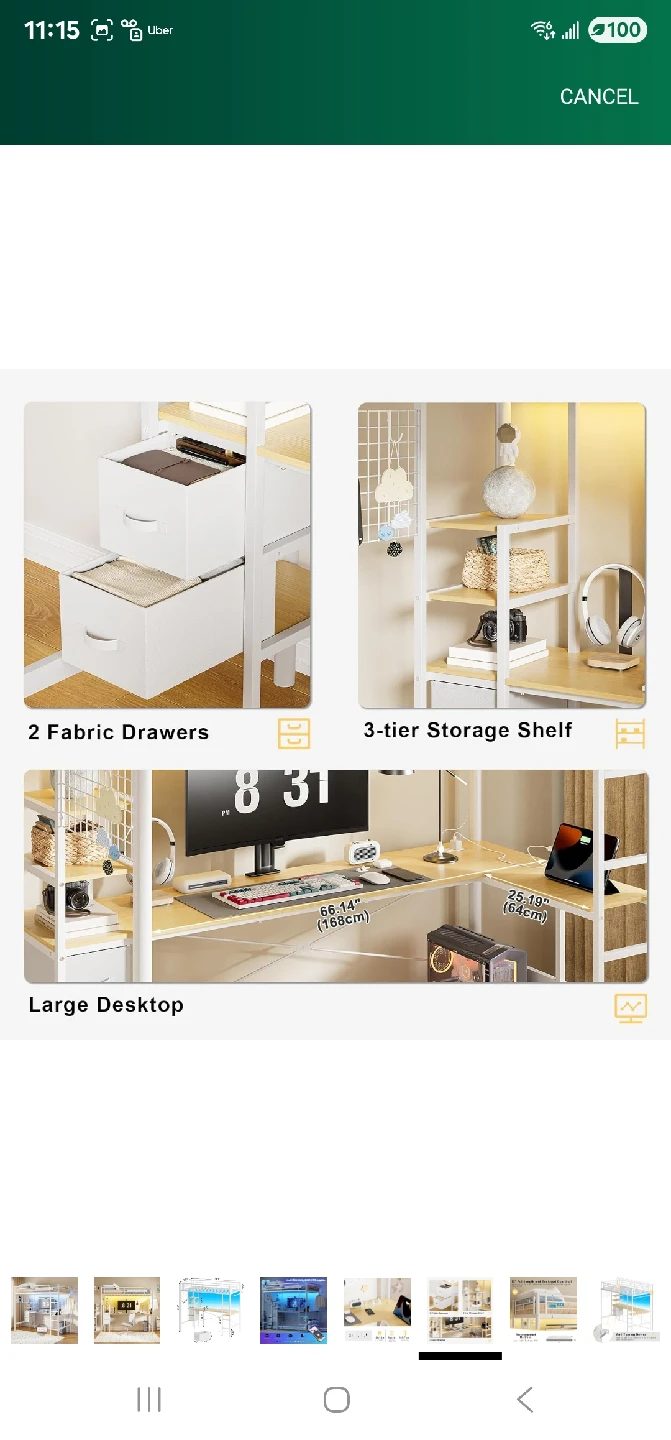 HAUSSOURCE Loft Bed Twin Size w/ Desk & Shelves - photo 5