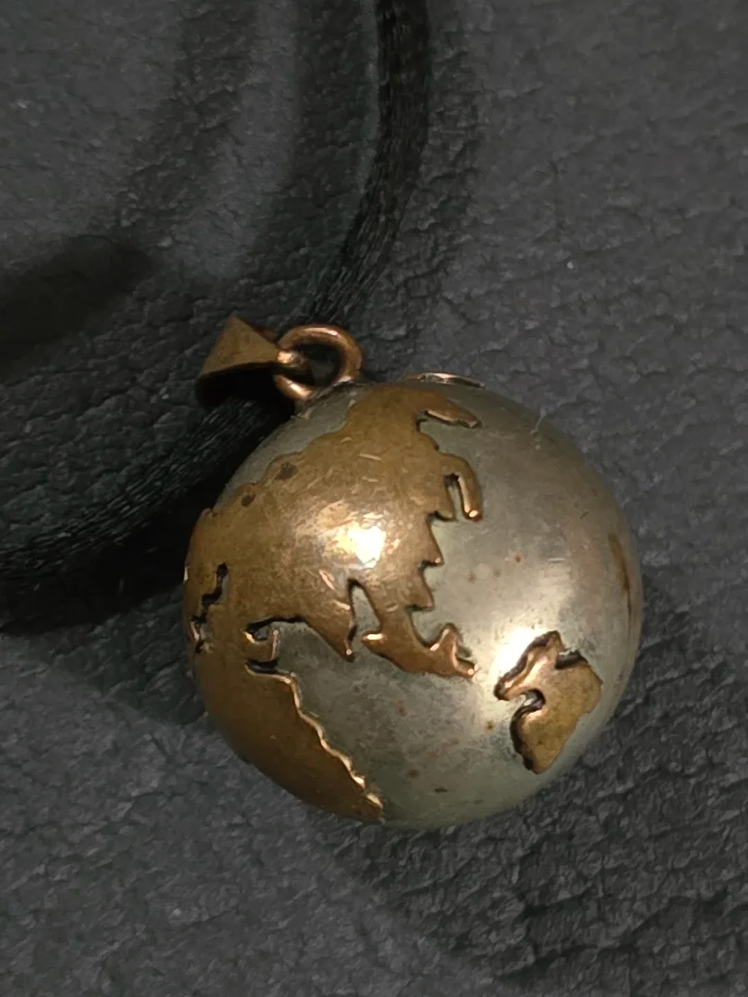 World Globe Chime Pendant Necklace Vintage thumbnail