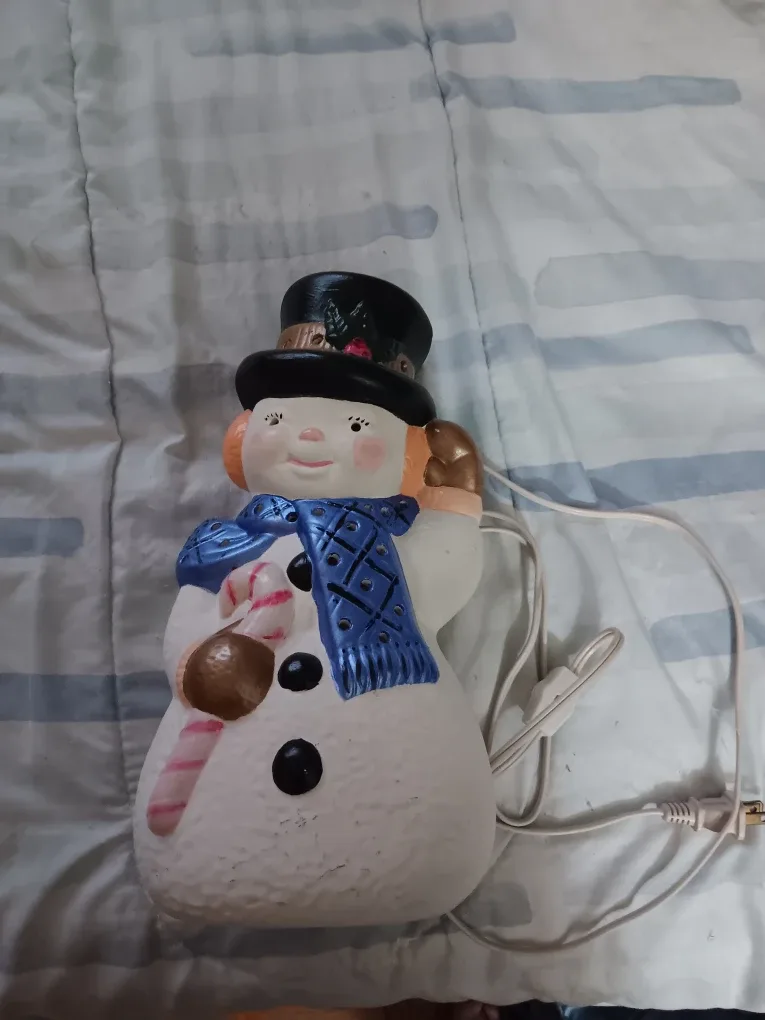 Ceramic Snowman Christmas Decoration with Light