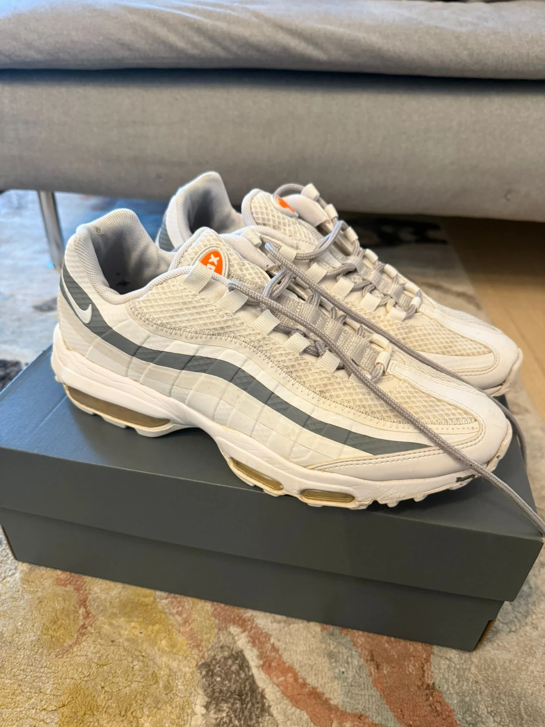 Nike Air Max 95 Sneakers - White/Grey - Size UK 8, US 8.5, EU 42